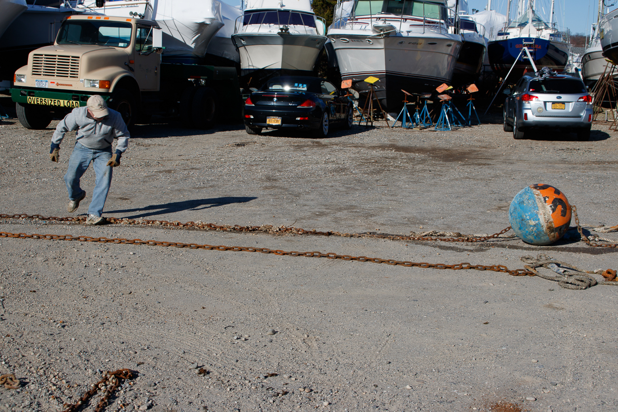 MSSA Mark's Mark Party at Old Man's Boatyard  ~~  Putting in the chain and marks for the Race Season