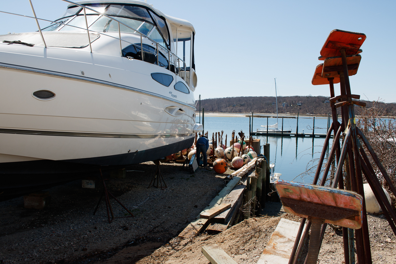 MSSA Mark's Mark Party at Old Man's Boatyard  ~~  Putting in the chain and marks for the Race Season