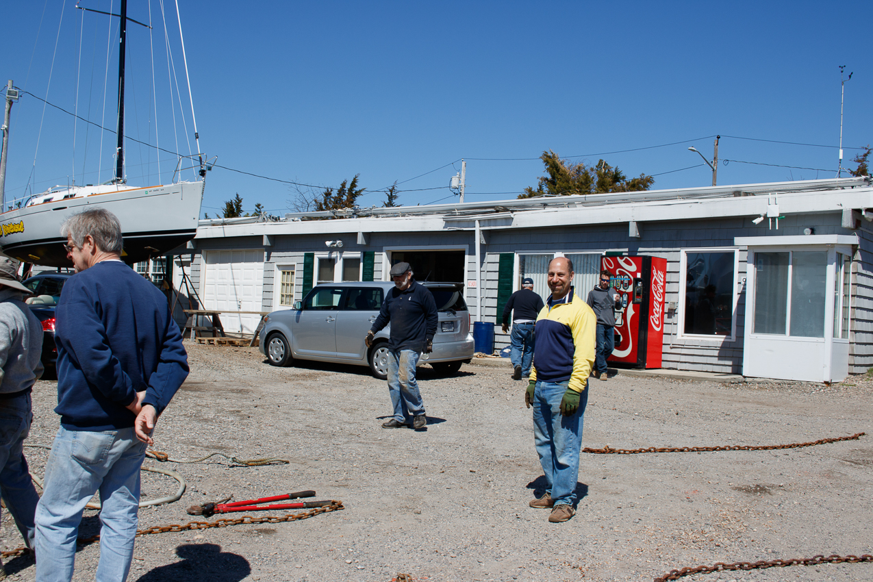 MSSA Mark's Mark Party at Old Man's Boatyard  ~~  Putting in the chain and marks for the Race Season