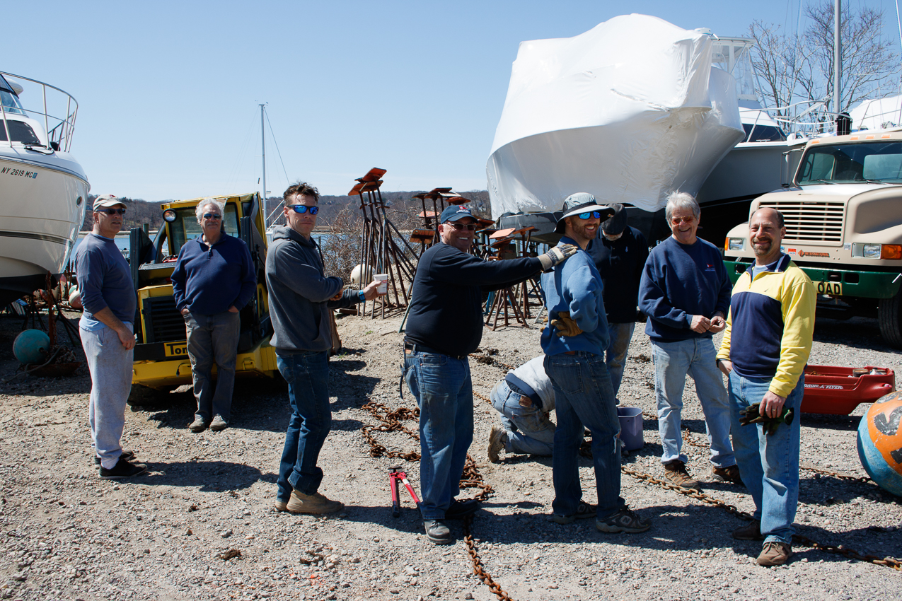 MSSA Mark's Mark Party at Old Man's Boatyard  ~~  Putting in the chain and marks for the Race Season
