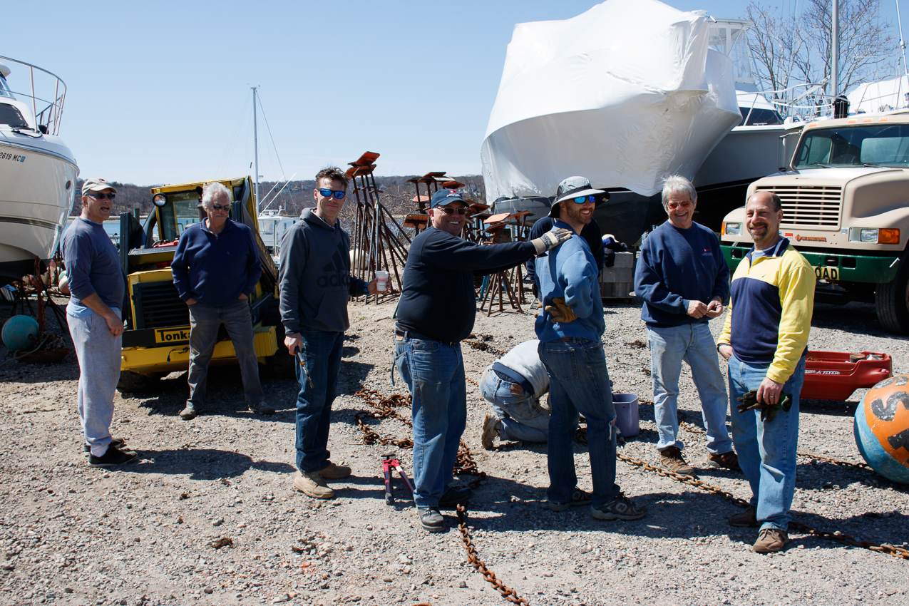 MSSA Mark's Mark Party at Old Man's Boatyard  ~~  Putting in the chain and marks for the Race Season
