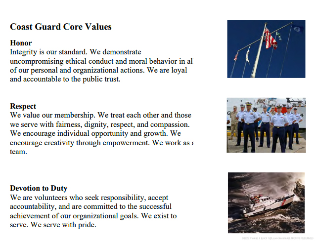 US Coast Guard Core Values