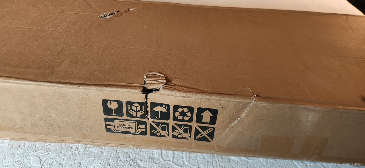 Box did not look too bad and expected everything inside protected with foam or bubble wrap etc.