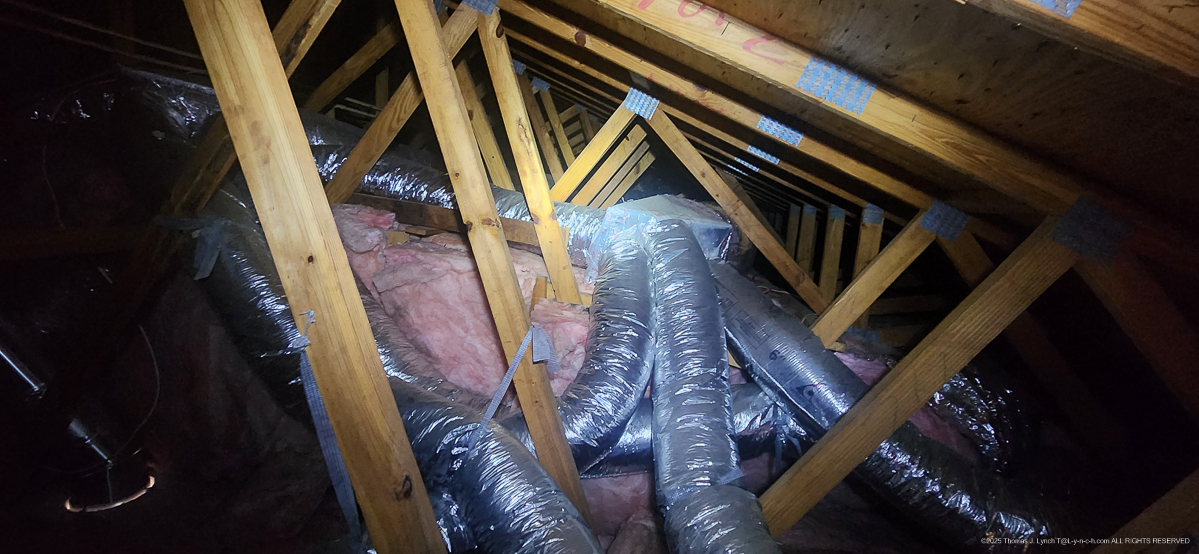 up in the attic putting in the heat lamp vent for Mary Jan 2025