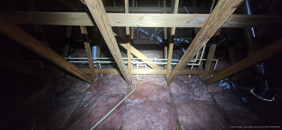 up in the attic putting in the heat lamp vent for Mary Jan 2025